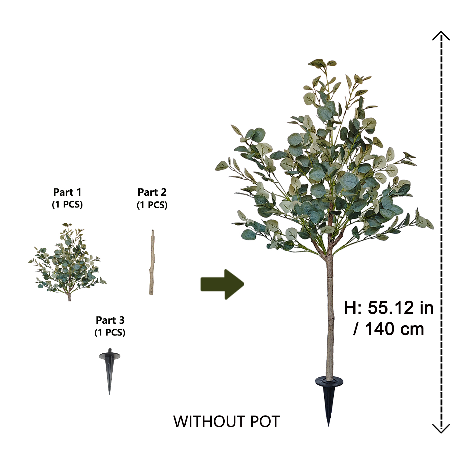 140cm Artificial Eucalyptus Pl - огляд і ціна Ficus Lyrata Tree